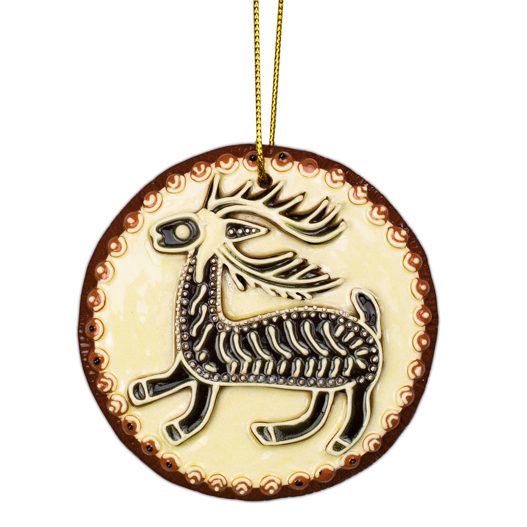 Round Deer Slipware Ornament