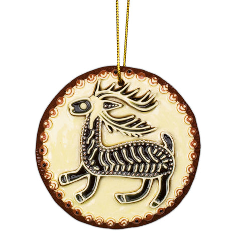 Round Deer Slipware Ornament